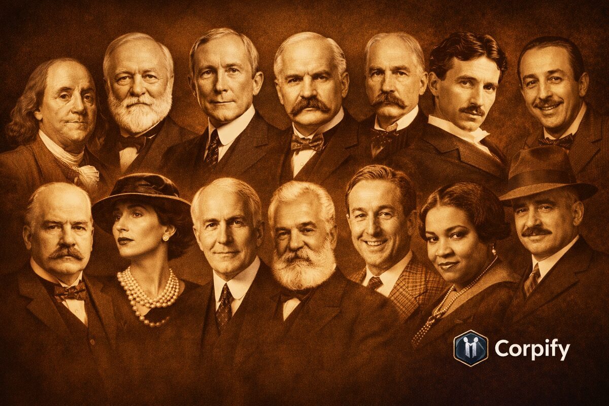 Portraits of business legends available in the AI chat tool